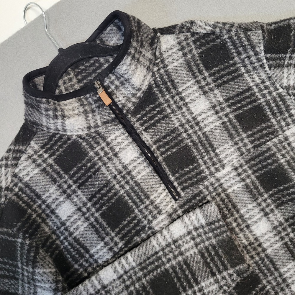 John Wayne Stock & Supply Mens XL Plaid Fleece 1/4 Zip Pullover Jacket Black